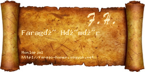 Faragó Hümér névjegykártya